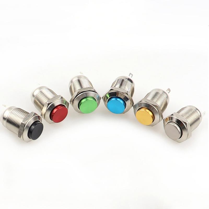 1pc 12 MM Self-locking Metal Push Button Switch Reset Start Stop Round High Normally Open/Normally Closed Head