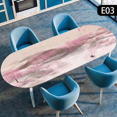 Oval Table Cover Oil-Proof Elastic Fitted Edge Dining Tablecloth Waterproof Outdoor Picnic Courtyard Coffee Tea Table Cloth