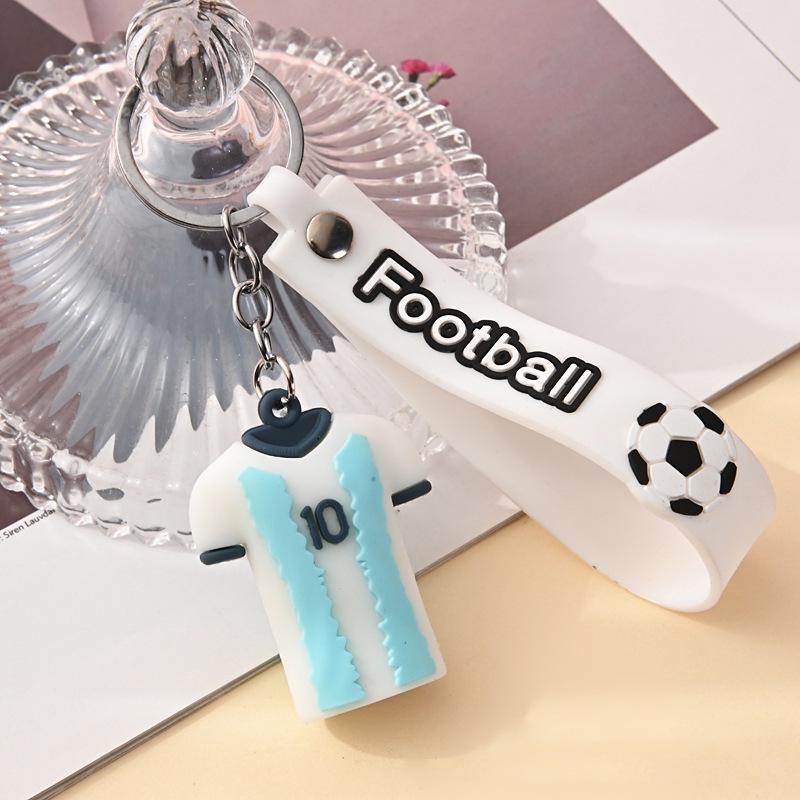 Cartoon Football Jersey Keychain: Cute Ronaldo, Messi, Mbappé, Neymar Car Bag Pendant, Non-Fading