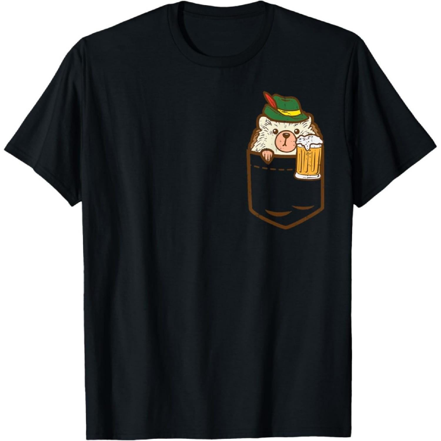 Pocket German Hedgehog Oktoberfest Bavarian Animal Men Women T-Shirt S