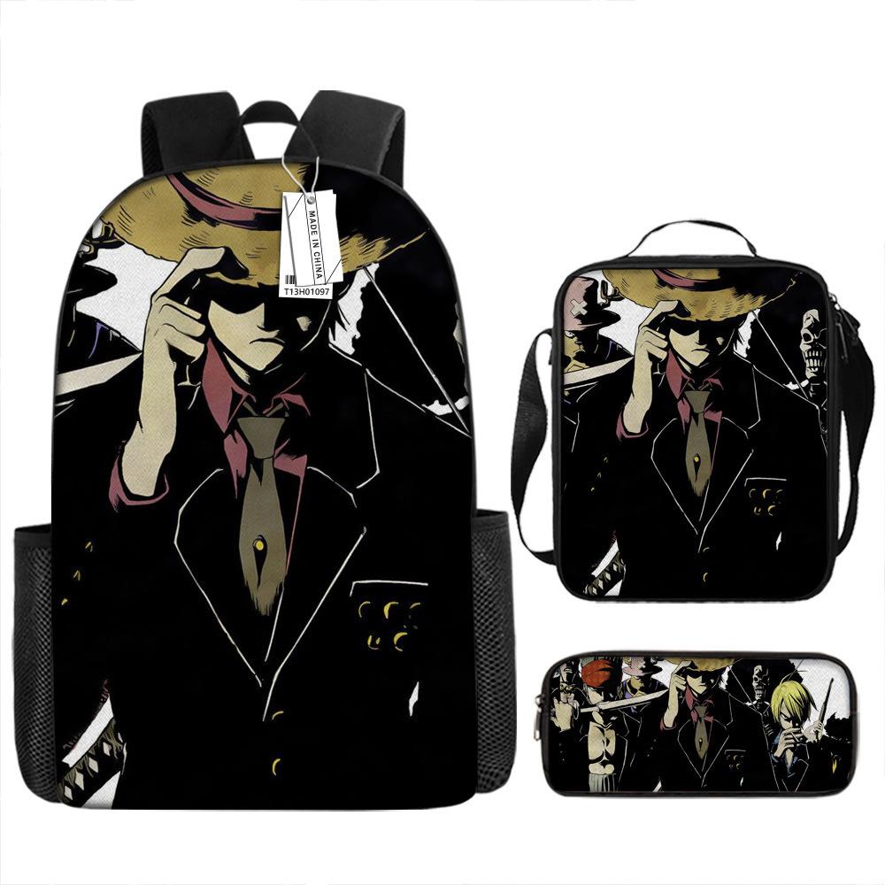 Peripheral ONE PIECE Student School Bag Cartoon School Bag Children's Backpack Three-piece Satchel