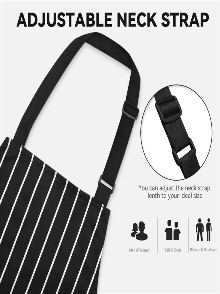 1Pc Home Apron Men's Coffee Shop Waterproof and Oil-Proof Work Apron Kitchen Stripesd Cooking Apron