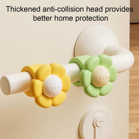 Flower Door Handle Anti-collision Pad Stopper Wall Silicone Door Protector Universal Floral Door Lever Mount