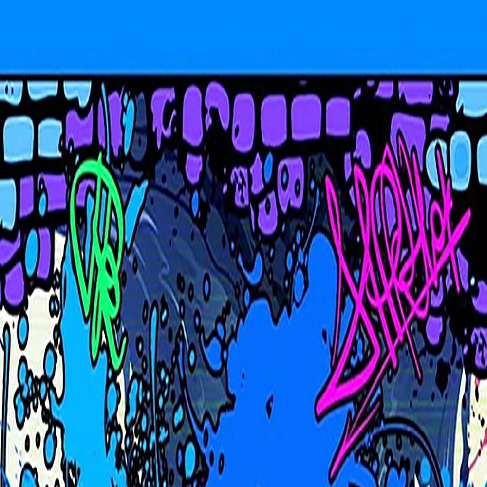 Surfing Shark Graffiti Wall Tapestry Cartoon Shark on Surfboard Blue Street Art Splatter Decor Kids Room Game Gift