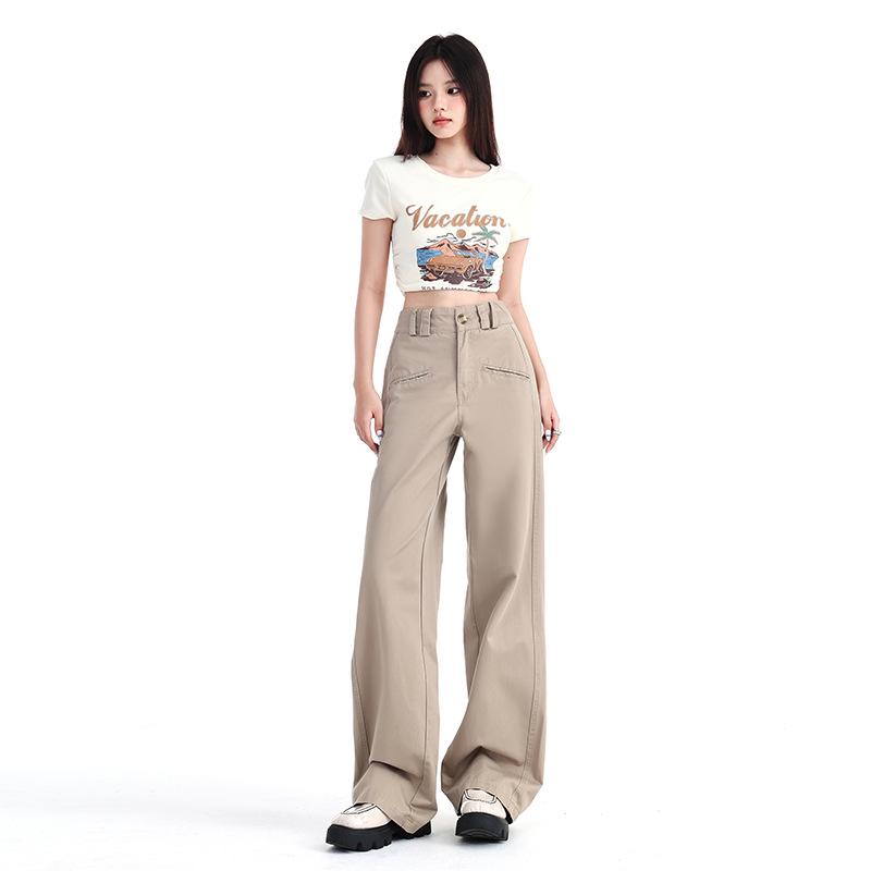 Autumn 2024 Korean High-Waist Wide-Leg Casual Pants for Women