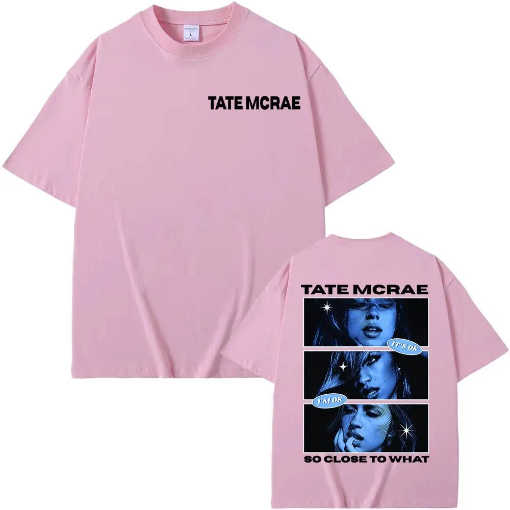 T-shirt Graphique Pop Star Tate McRae Si Proche De Quoi Unisexe Tendance Vintage Surdimensionné Manches Courtes Streetwear