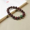 Women's Small-Leaf Rosewood Bracelet with Mother-of-Pearl Bead, Wenwan Buddhist Calming Ornament, Unisex.