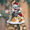 Hanging Santa Hat Cats Pendant Flat Christmas Decorations  Xmas Gifts