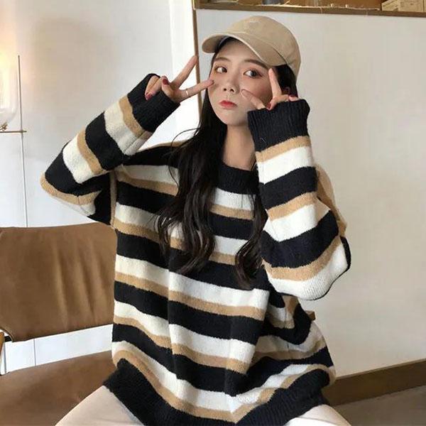 WTEMPO Women Large Size O-Neck Sweaters Loose Autumn Winter Versatile Long Sleeve Short Knitted Pullover Casual Bottoming Sweaters