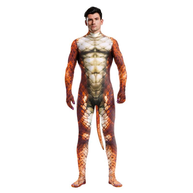

Halloween Serpentine Printed Cosplay Costume Catsuit Purim Carnival Party Long Sleeve Bodysuit Outfit Mujer XXL