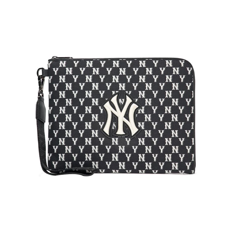 

MLB Monogram Series NY Yankees Vintage Floral Print Large Logo Polyester Wallet Clutch Unisex wallets Black 3APOS012N-50BKS One Size