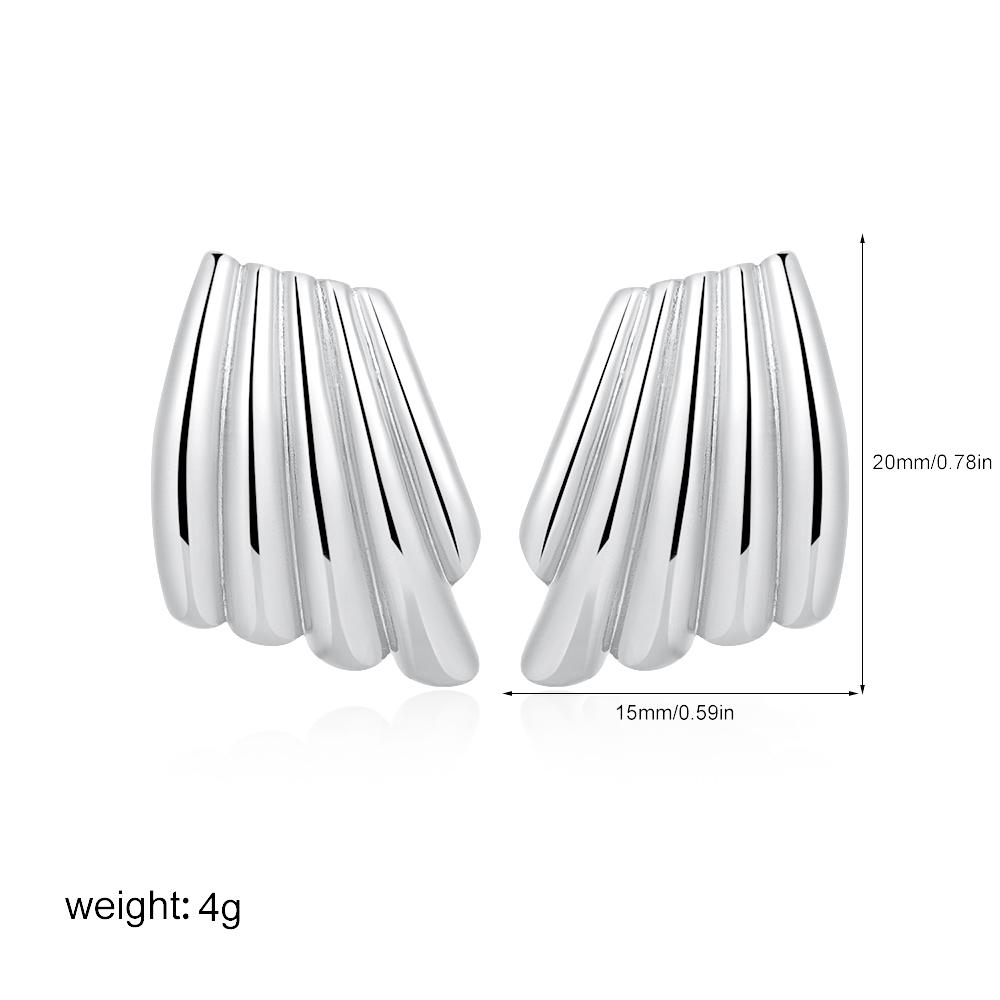 

Multilayer Metal Glossy 18K Gold Plated Stud Earrings Waterproof Ripple Chunky Statement Earring Retro Zircon for Women Bijoux