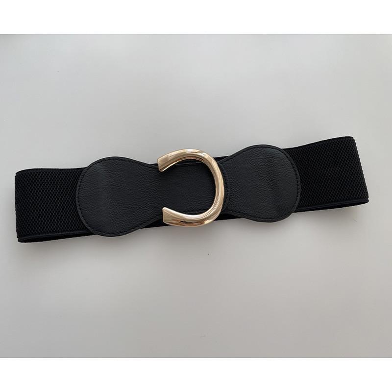 Elegant Women's Black Waist Cincher Belt With Flexible Stretch For Fashionable Dresses