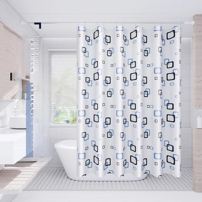 Transparent Waterproof Shower Curtain Bathroom Translucent Partition Curtain Easy Clean Wipe Mildew Proof Curtains with Hooks