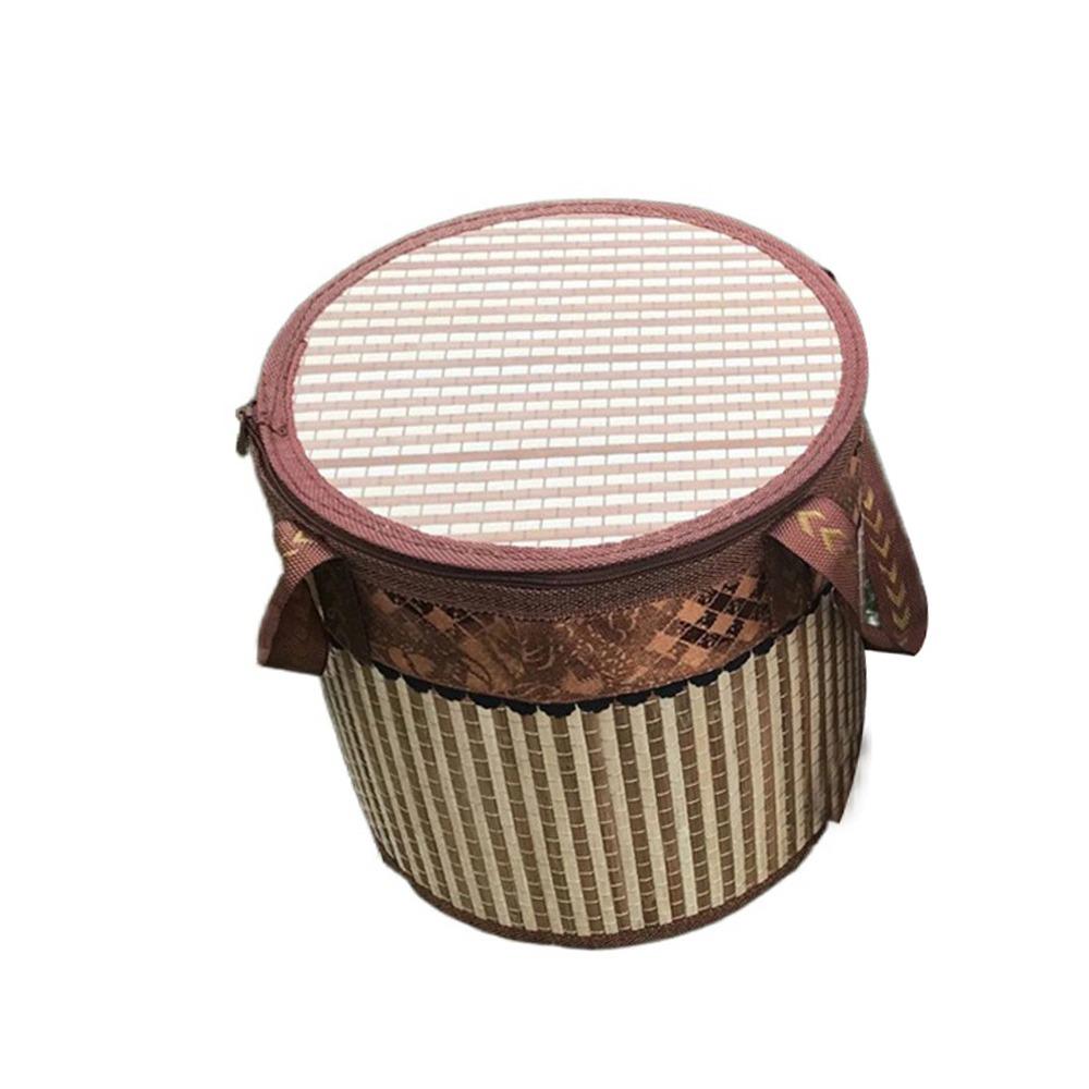 

Cylindrical Bamboo Woven Picnic Basket Handmade Food Vegetable Storage Basket Festival Cylindrical