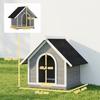 PawHut Outdoor Hundehütte Hundehütte Vollständig zu öffnender Körper für einfache Reinigung 84x101x86 cm Grau und Weiß