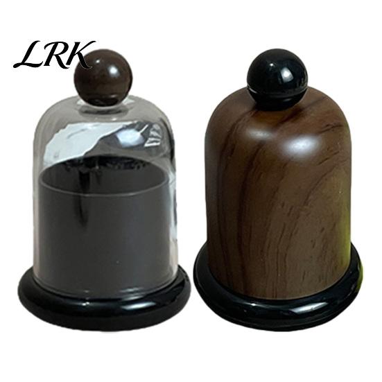 Transparent Toothpick Case Box with Clear/Wood Grain Lid, Dust-proof Holder Dispenser, Kitchen Dental Floss Swabs Container for Countertop Home