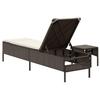 Sun Lounger with Table and Cushion Brown Poly Rattan