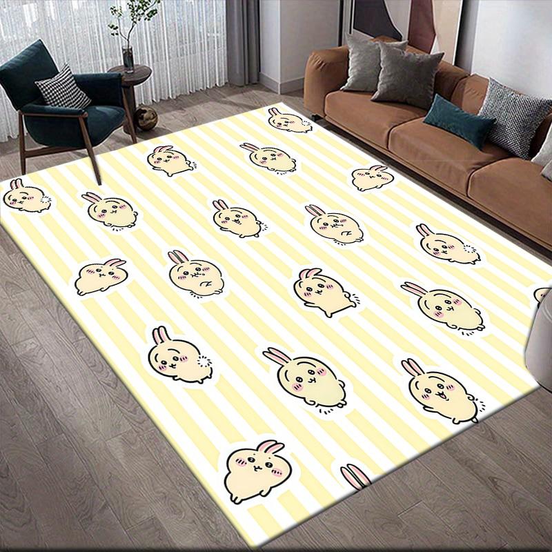 Usagi Flannel Pattern Square Carpet,Area Rug,Carpet Rug for Living Room Bedroom Sofa Playroom Decor,Non-slip Floor Mat
