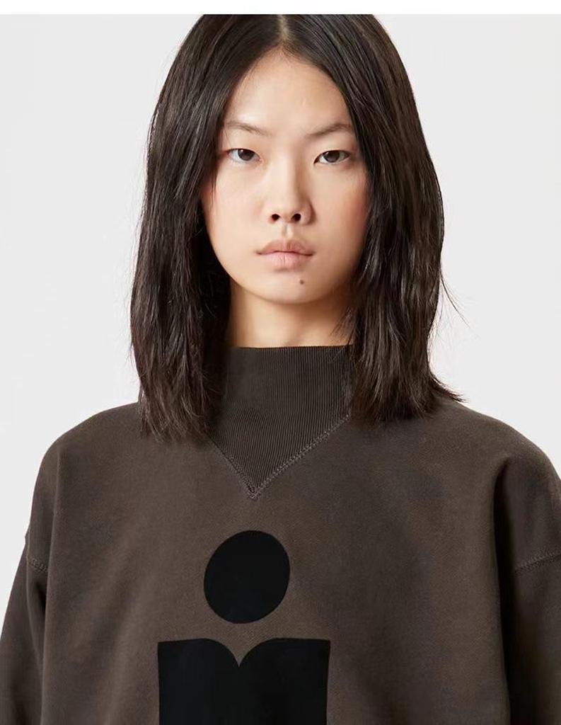 Nová zimní dámská bavlněná mikina s flockovaným logem a stojáčkem - evropský a americký styl