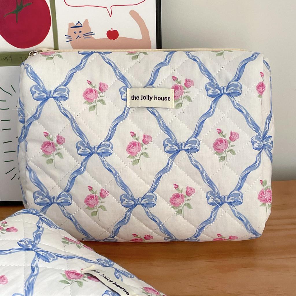Vintage Butterfly Bow Flower Toiletry Bag With Soft Polyester Material For Daily Use