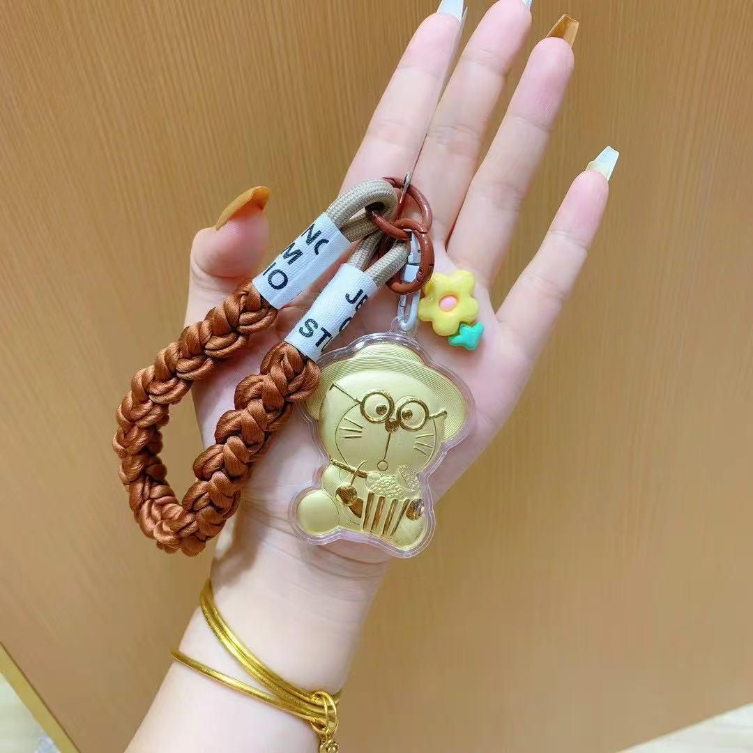 999 Pure Gold Doraemon Keychain Pendant - Children s Birthday Gift