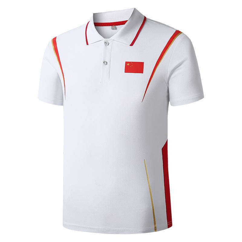 

Мужская спортивная рубашка поло 2022 - Летний тренировочный топ с отложным воротником для тренера/спортсмена - Униформа национальной сборной Китая 140 белый