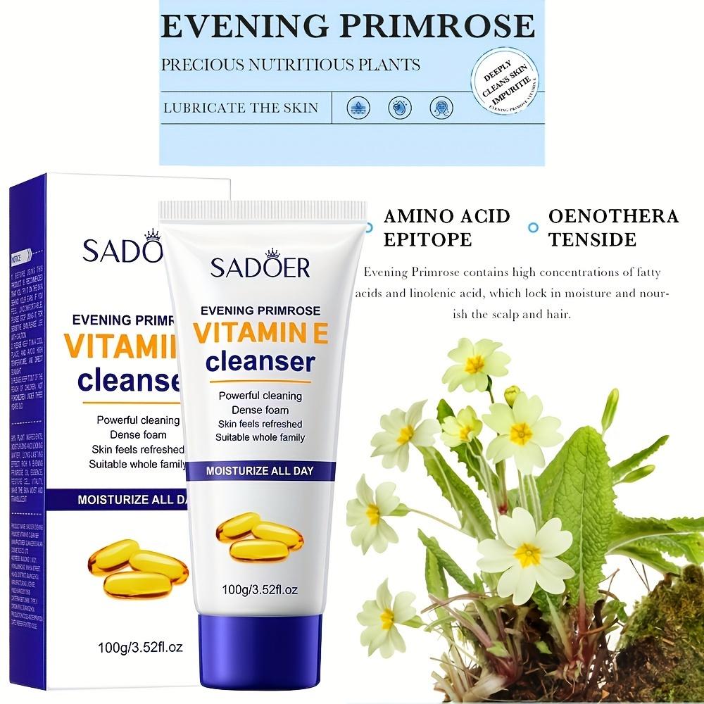 1pc SADOE Evening Primrose & Vitamin E Gentle Exfoliating Cleanser with Glycerin & Allantoin | Evening Skincare Routine | Cleanser for Acne