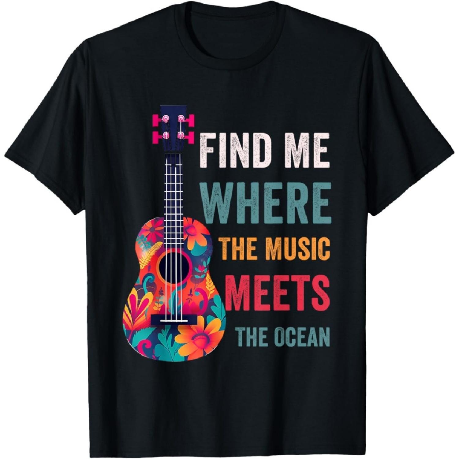 Music Ocean Quote For Musician beach Lover Summer Vacation T-Shirt S