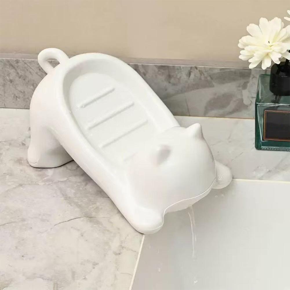 Cat-Shaped Soap Dish Drainage Soap Tray Non-Slip Holder