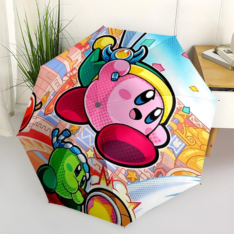 1pc Kirby Automatic Open/close Folding Portable Cute Umbrella  with 8-Rib Structure for Women/Men, All-Season Use  a0901130