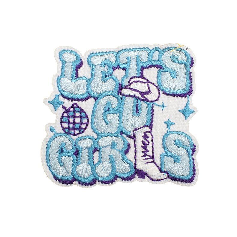 Blue Theme Embroidery Cloth Sticker, Surf Girl Patch Sticker, Wave Hermit Crab Computer Embroidery Label, Shell Chapter Sticker