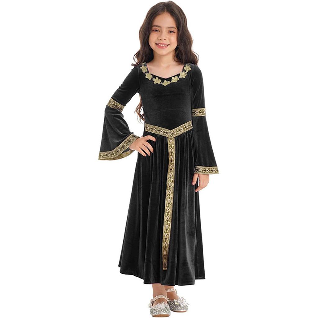 Kindermode Rundhals Langarm Prinzessinnenärmel Kleid
