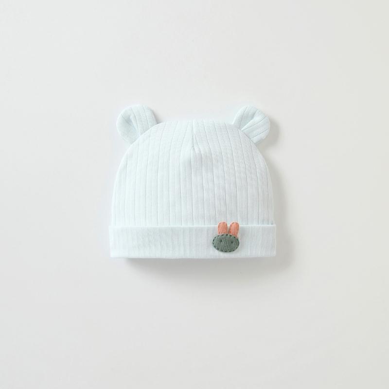 Lovely Newborn Hospital Hat Preemie Boys Girls Beanie Solid with Bear Pattern Infant Baby Hats for Spring Autumn Gift