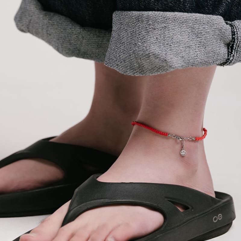 BICYCLE TROPHY Pickmen Daily Beads Anklet 04 (RED / 3mm Miyuki Beads)