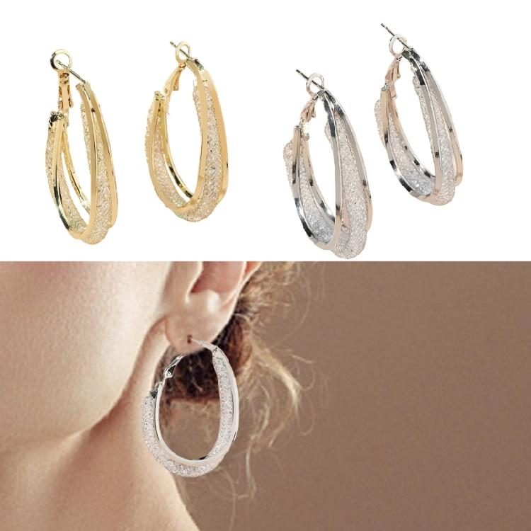 Chic Large Alloy Hoop Earrings Sophisticated Large Mesh Hoop Earrings for Modern Women Comfortable Ear Jewelry