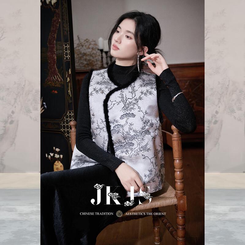 

Женский жилет JK&JS в новом китайском стиле, жаккардовый из шенилла со смесью норки L