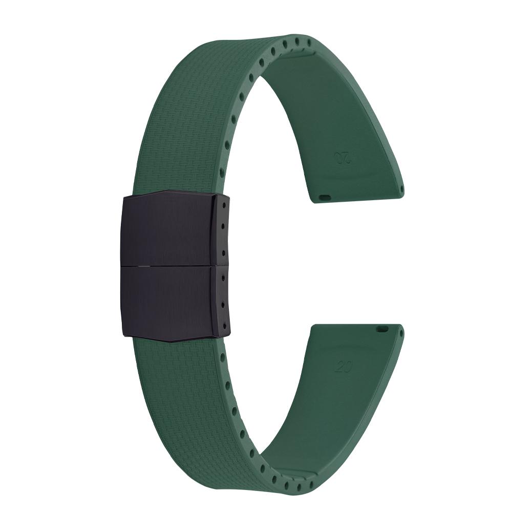 20mm Delugs CTS FKM Gummi Uhrenarmbänder mit 4 Farben Schmetterlingsschließe Einzigartige Textur Schnellverschluss Uhrenarmband für Markenuhr