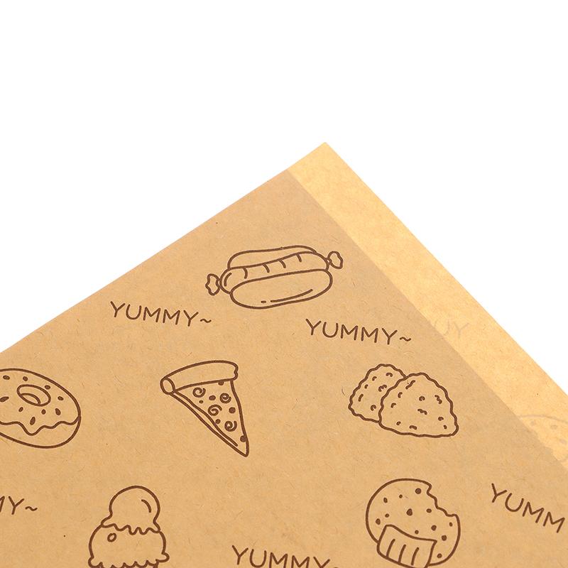 50Pcs Cute Cartoon Square Wax Paper Sandwiches Burgers Fries Fried Wrappers Bags Waxed Paper Baking Paper Food Packing Pouches