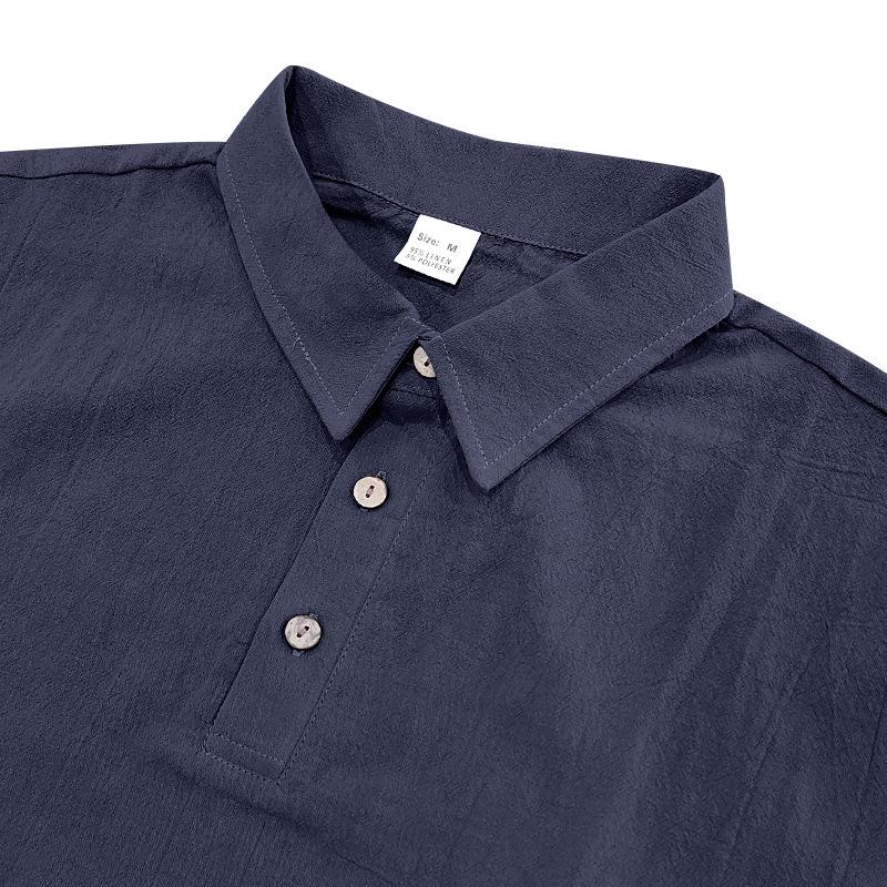 Men's European Summer Linen Polo Shirt and Shorts Set - Breathable, Casual, Loose Fit