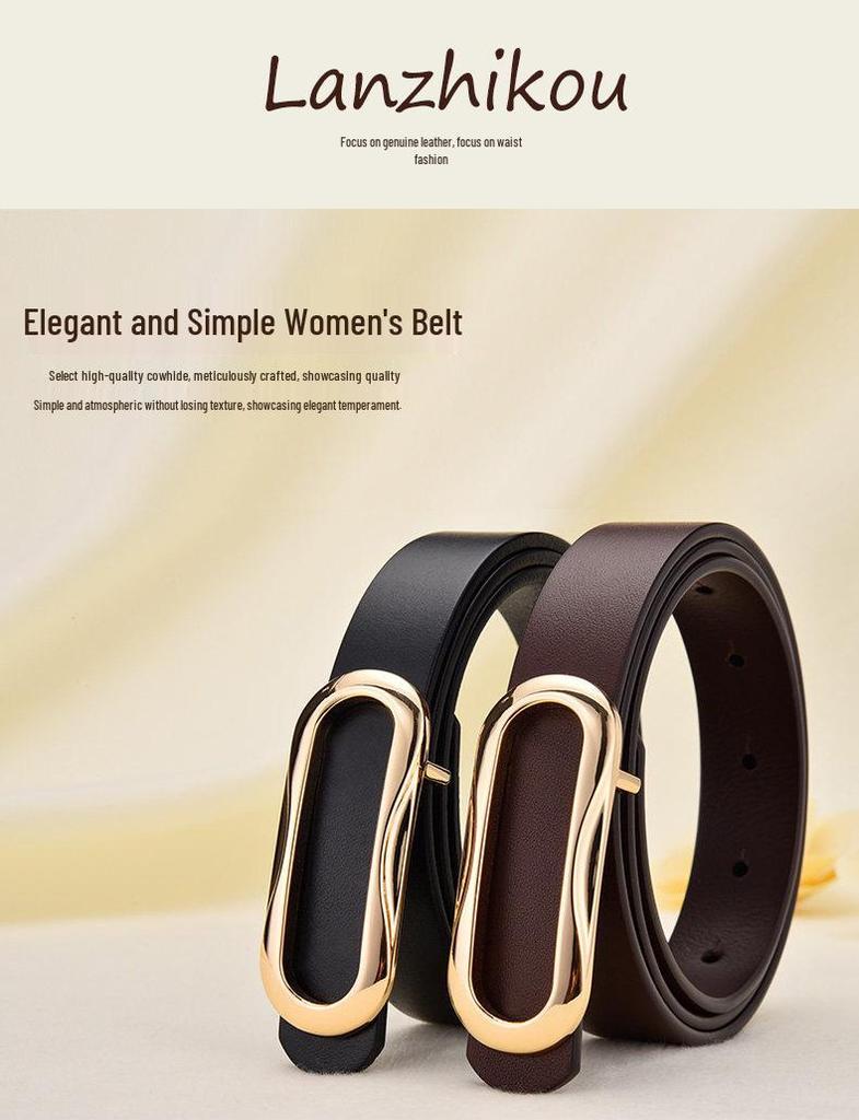 Women's Genuine Leather Black Waist Belt for Casual and Formal Wear