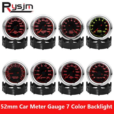 52MM Car Meter 7 Color Backlight Boost Gauge Tachometer PRM Oil Press Air Fuel Ratio EGT Gauge Water Temp Oil Temp Volts For 12V