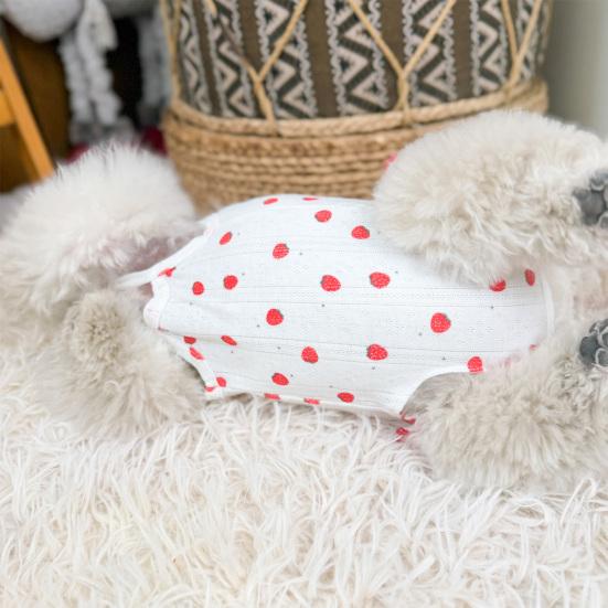 Dog Summer Cotton Shirts Heart Printed Ruffle Sleeveless Puppy Vest Soft Breathable Sweet Pet Outfit for Small Dogs Cats