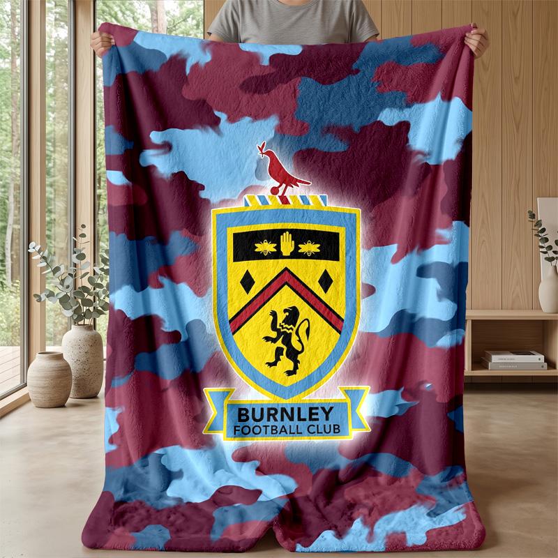 Coperta in Flanella con Stampa Calcio Burnley, Coperta Morbida Calda Leggera per Divano Letto Campeggio