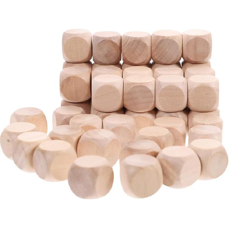 Sewroro 20pcs Wood Dice Unfinished Cube Small Square Blocks Round Cornered Blank Dice for DIY Craft Projects (Size 6)