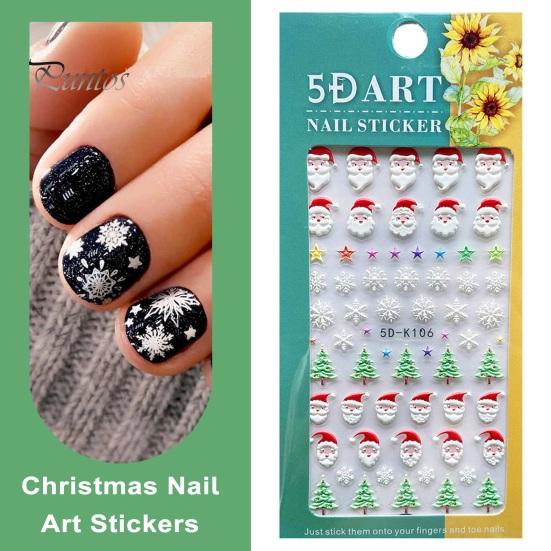 1 Sheet Christmas Nail Art Sticker Festive Santa Snowflake Elk Designs Safe Easy to Use Nail Decal for Beautiful Manicures