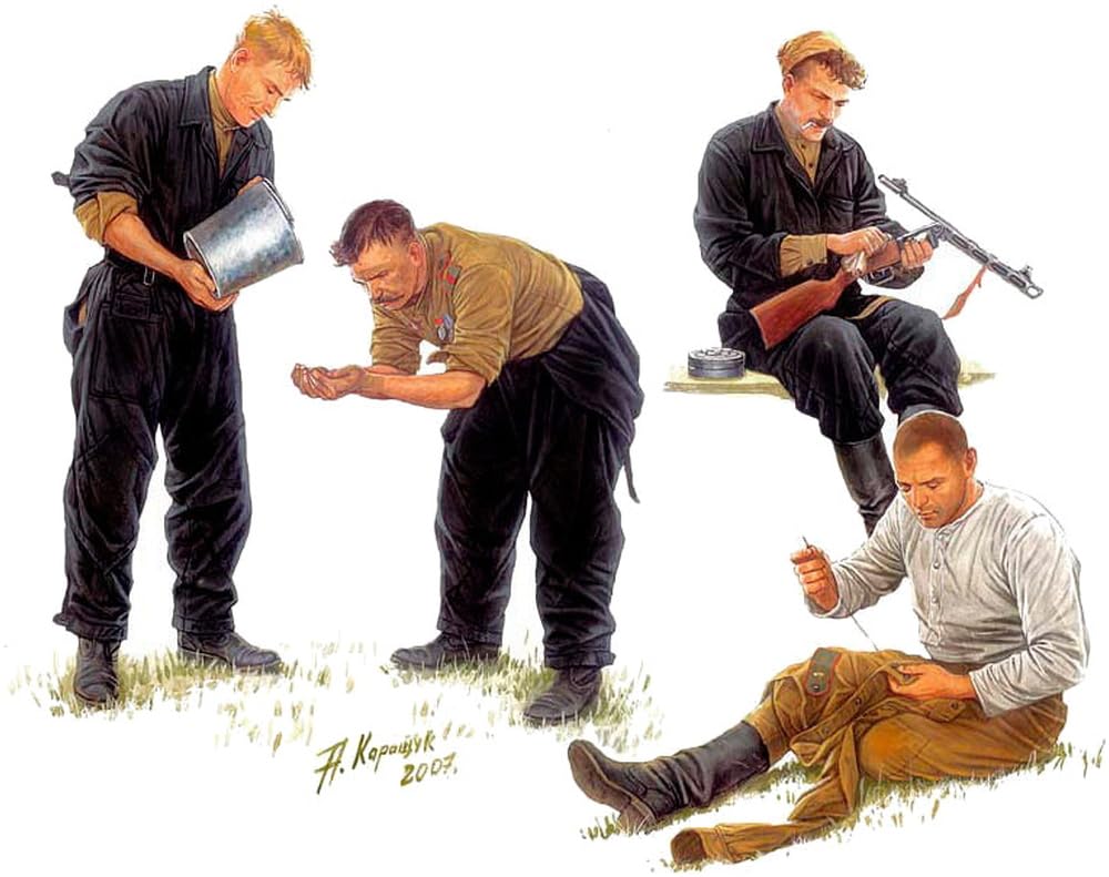 Master Box 1/35 Scale Soviet Tank Crew Resting Scene 1943-1945 Plastic Model Kit (4 Figures) MB35035