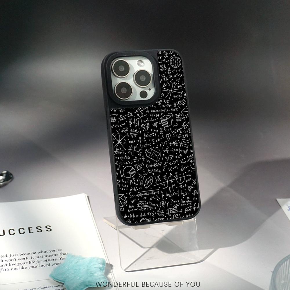 Cool Formula Equation Cool Pattern Phone Case for iPhone 17 16 E 15 14 13 12 Pro Max Sheepskin Silver-edged Protective Case