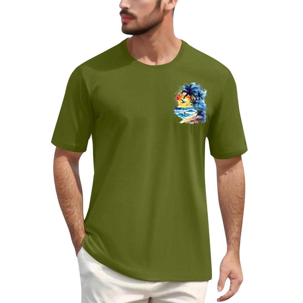 Men's Round Neck Casual Printed Short Sleeve T-Shirt