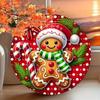 1pc Christmas Gingerbread Man Candy Cane Metal Wall Art, 7.8x7.8 Inch Farmhouse Hanging Decor for Indoor Outdoor Holiday
